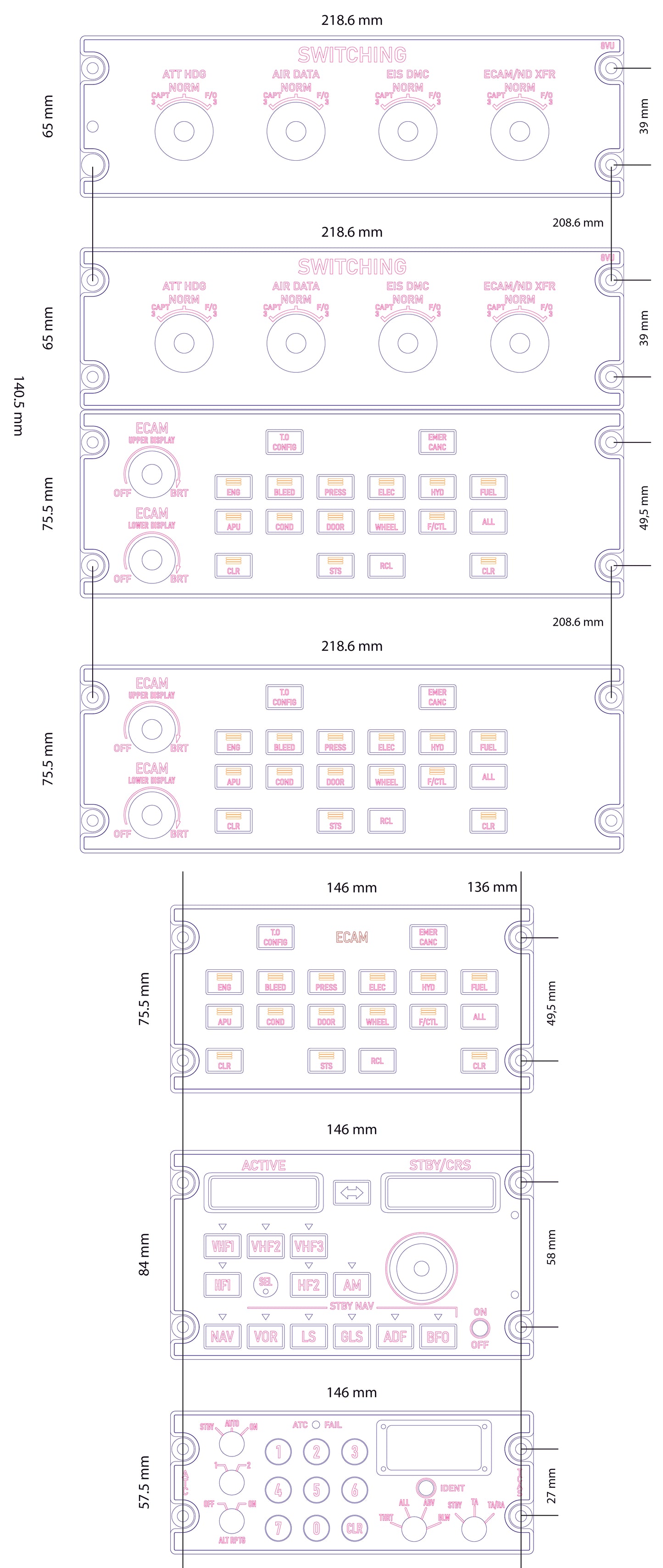 Sim Gauges AIRBUS A320 TCAS PANEL