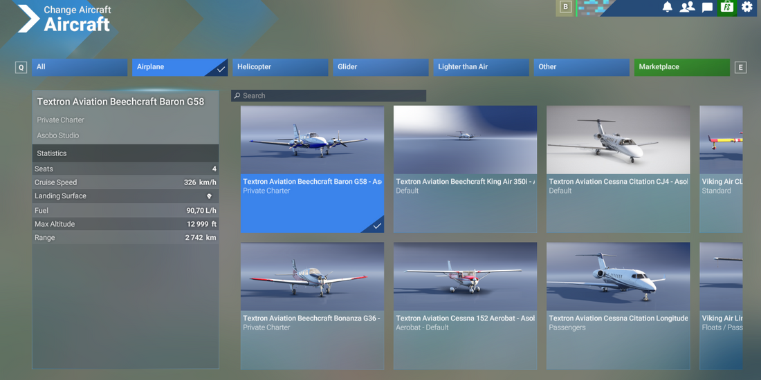 Full list of aircraft with Garmin G1000 in MSFS 2024 Deluxe Edition