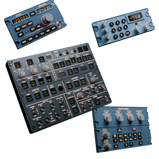 Sim Gauges AIRBUS A320 CAPTAIN SET (OVH + ECAM + TCAS + RMP)