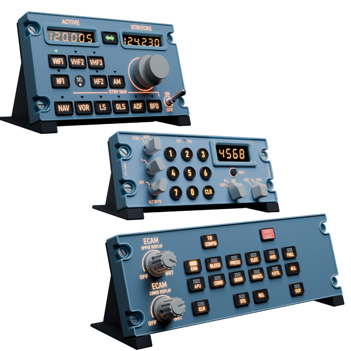 A320 Control Panels Bundle – ECAM, TCAS & RMP | Sim Gauges