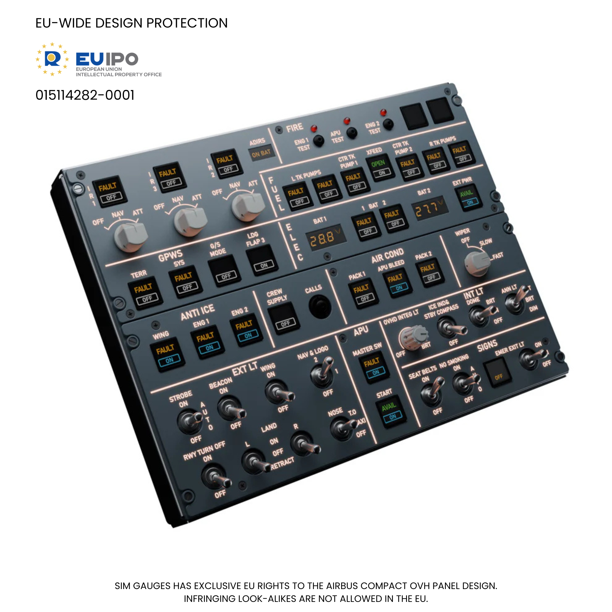 Overhead Module A320 Overhead Panel - Compact | Plug & Play | Sim Gauges