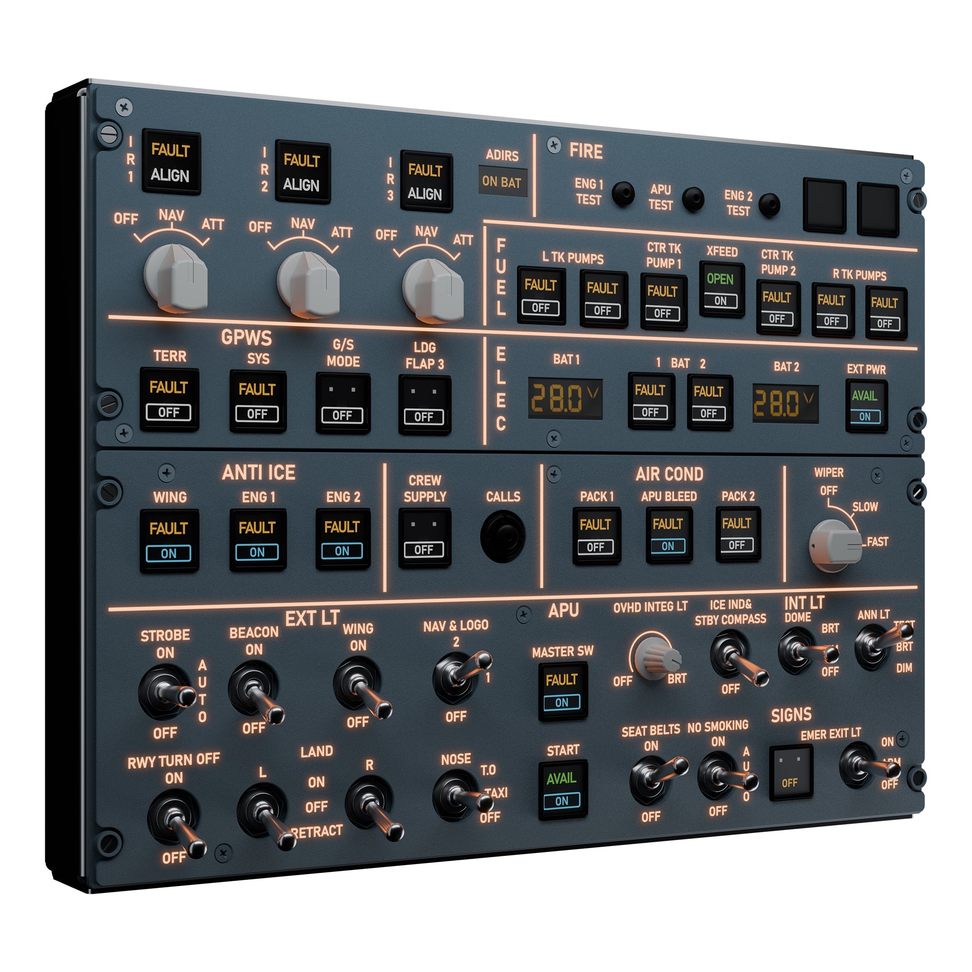 Sim Panel Light SIM GAUGES Airbus A320 OVH Panel – Flight Simulator Hardware for MSFS ...